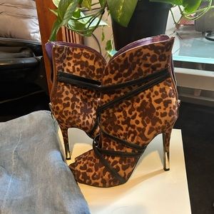 Animal Print Peep Toe Booties